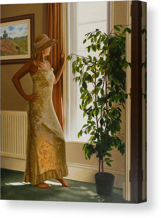 Waiting Canvas Print featuring the painting Waiting for her lover #1 by John Silver