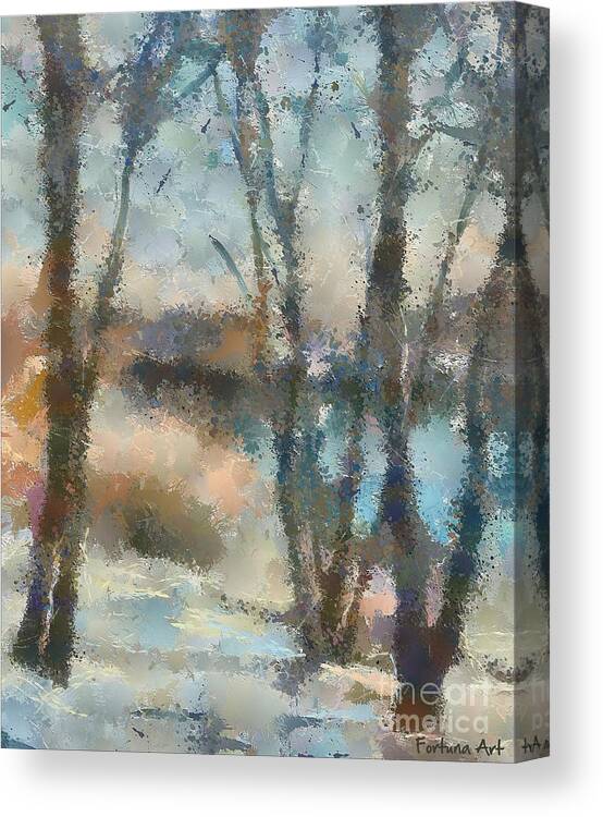 Landscape Canvas Print featuring the digital art Winter Day #1 by Dragica Micki Fortuna