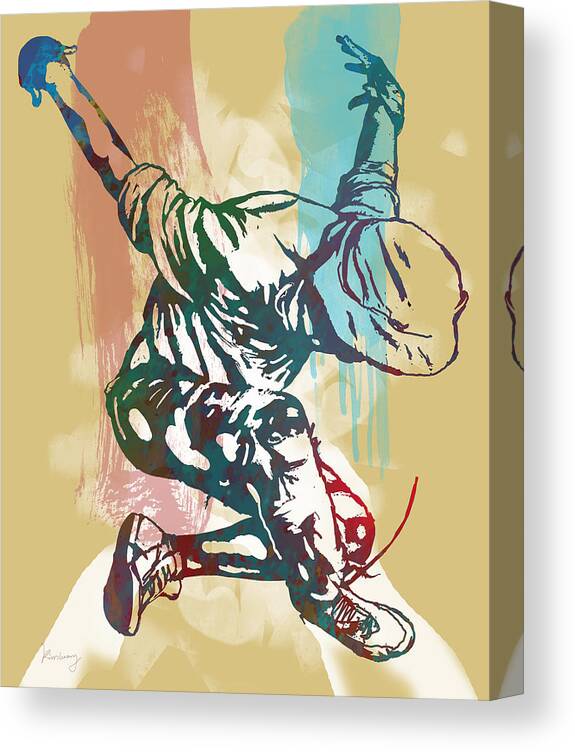 Nude Canvas Print featuring the drawing Hip Hop Street Dancing pop stylised art poster #13 by Kim Wang