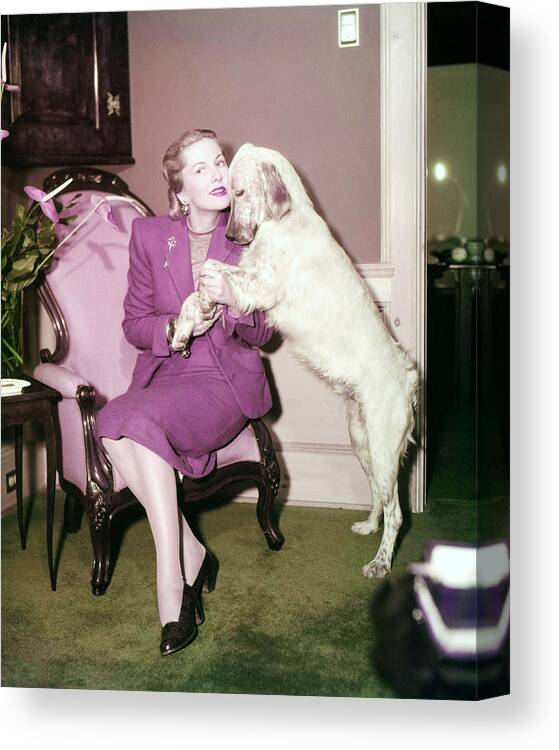 Joan Fontaine Canvas Print featuring the photograph Joan Fontaine #14 by Silver Screen