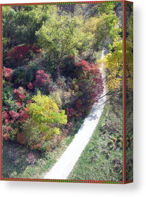 Landscape Canvas Print featuring the mixed media  Canadian Fall Season Colors Oakville Ontario Lyon Ridge Trail River Stream Picknic spot bird watc #15 by Navin Joshi