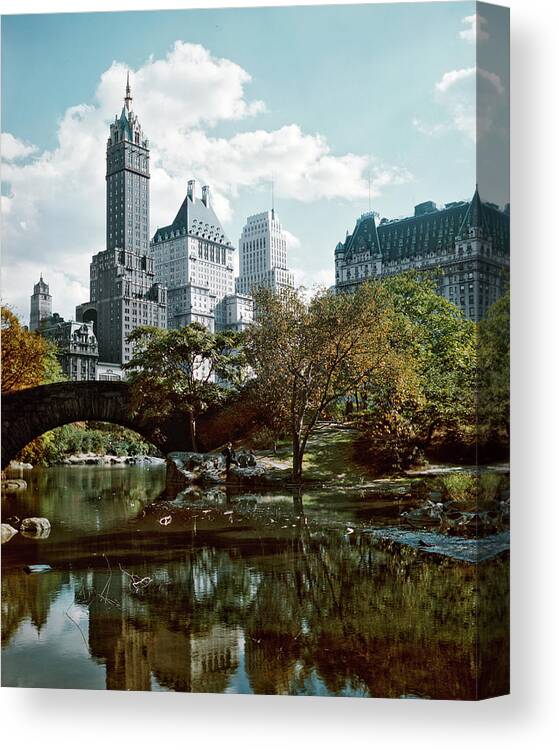 Photography Canvas Print featuring the photograph 1950s Central Park 59th Street Plaza by Vintage Images