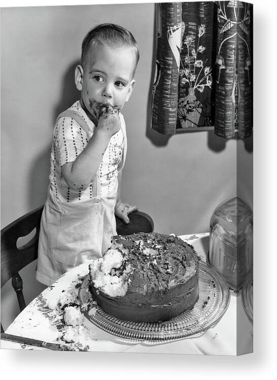Photography Canvas Print featuring the photograph 1950s Little Boy Toddler Standing by Vintage Images