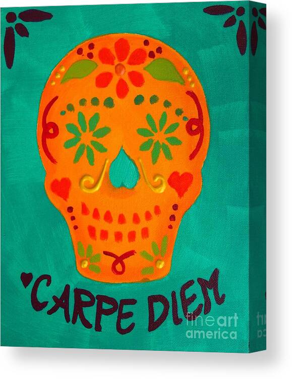 Skull Canvas Print featuring the painting Carpe Diem Series #4 by Janet McDonald
