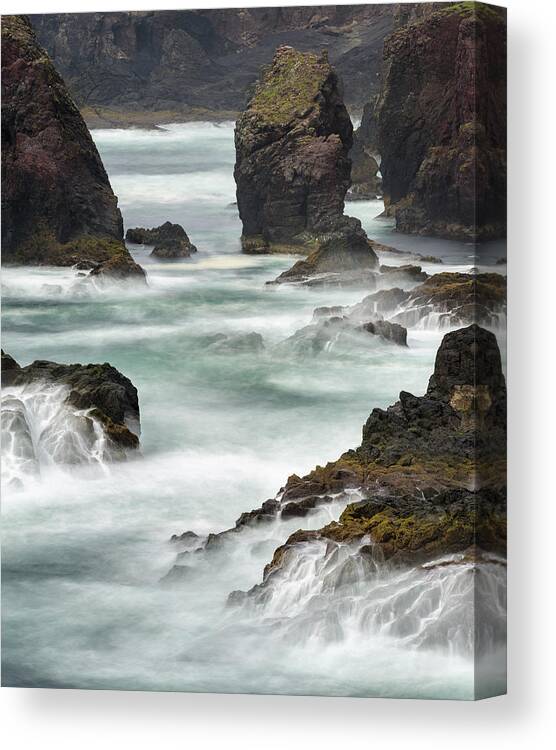 Atlantic Canvas Print featuring the photograph Famous Cliffs And Sea Stacks Of Esha #2 by Martin Zwick