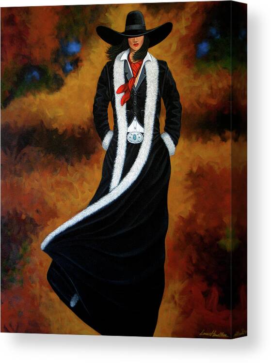 New West Canvas Print featuring the painting Leather and Fur by Lance Headlee