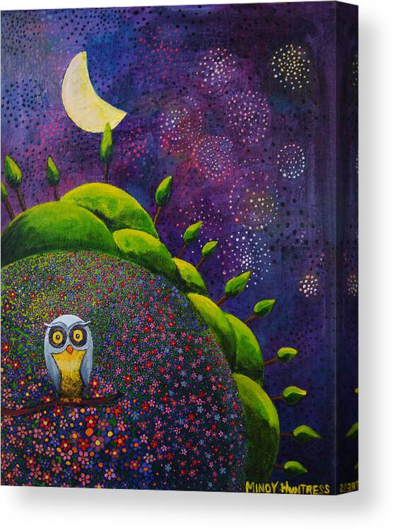 Night Owl Canvas Print featuring the painting Night Owl by Mindy Huntress