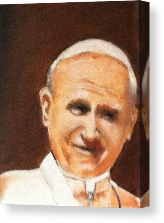 Art Canvas Print featuring the painting Pope John Paul II #2 by Ryszard Ludynia
