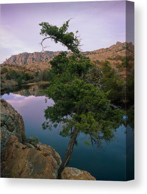 Charron's Gardens Canvas Print featuring the photograph Post Oak Lake and Elk Mountain #2 by Richard Smith