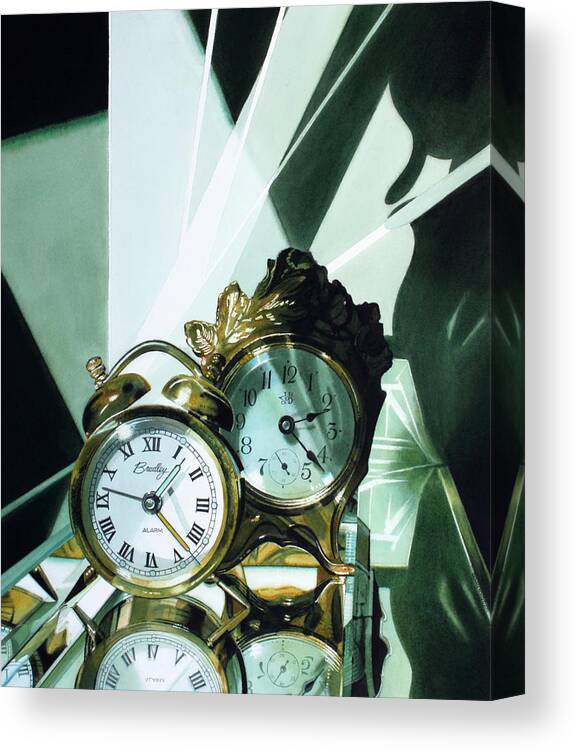 Clocks Canvas Print featuring the painting Reflections #1 by Denny Bond