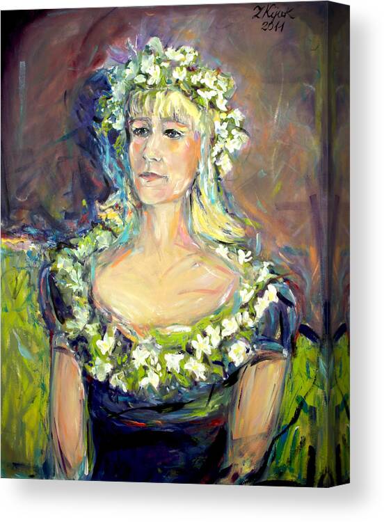 Portrait Canvas Print featuring the painting Self-Portrait Polynesian style by Zofia Kijak