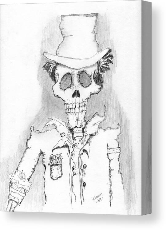 Card Dealer Canvas Print featuring the drawing The Dealer by Dan Twyman