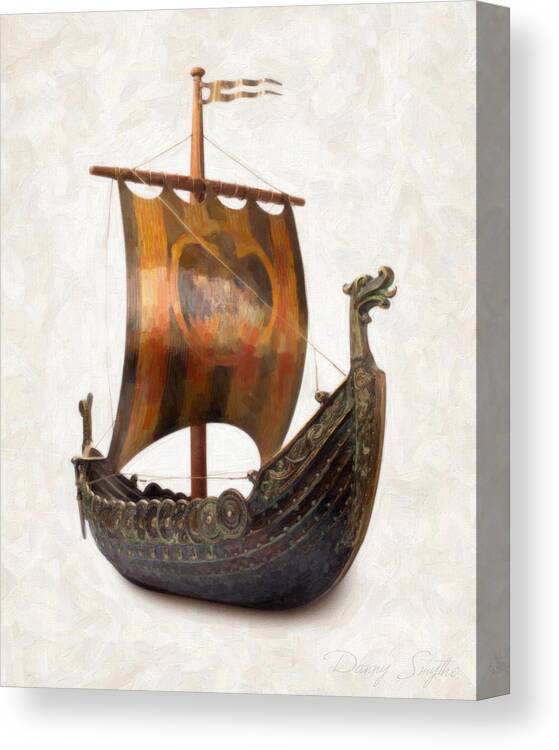 Viking Canvas Print featuring the painting Viking Ship #2 by Danny Smythe
