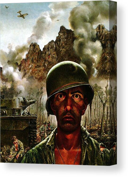World War Ii Canvas Print featuring the painting 2000 Yard Stare by Mountain Dreams