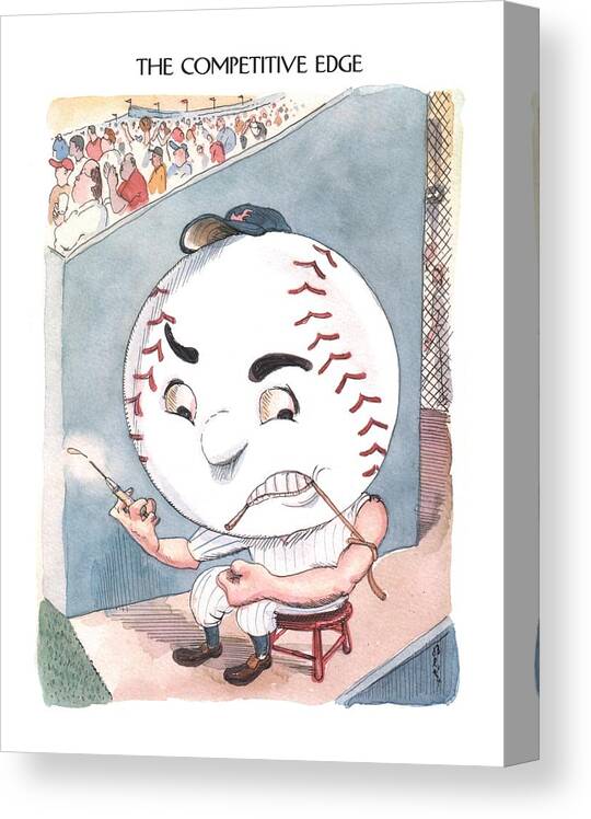 118957 Bbl Barry Blitt (baseball About To Shoot Steroids Into It's Arm.) Athlete Athletes Baseball Drug Drugs Enhancement Illegal Muscle National Pastime Players Sport Sports Steroid Canvas Print featuring the drawing New Yorker June 10th, 2002 by Barry Blitt