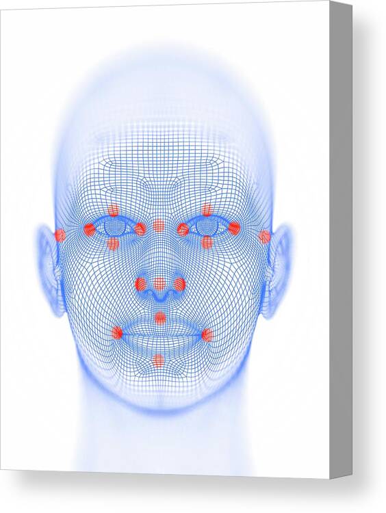 Artwork Canvas Print featuring the photograph Biometric Facial Map #4 by Alfred Pasieka