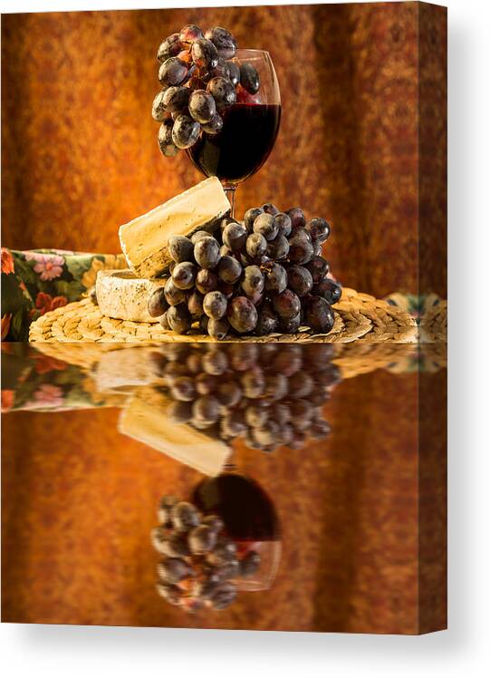 Alcohol Canvas Print featuring the photograph Wine and Brie Cheese #4 by Peter Lakomy