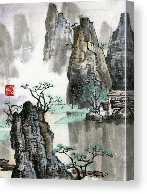  Canvas Print featuring the painting Landscape #5 by Ping Yan