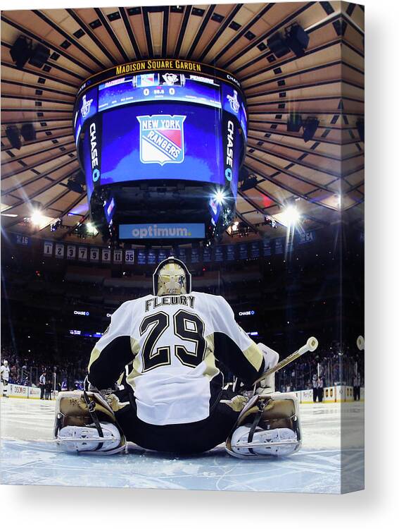 Playoffs Canvas Print featuring the photograph Pittsburgh Penguins V New York Rangers #5 by Bruce Bennett