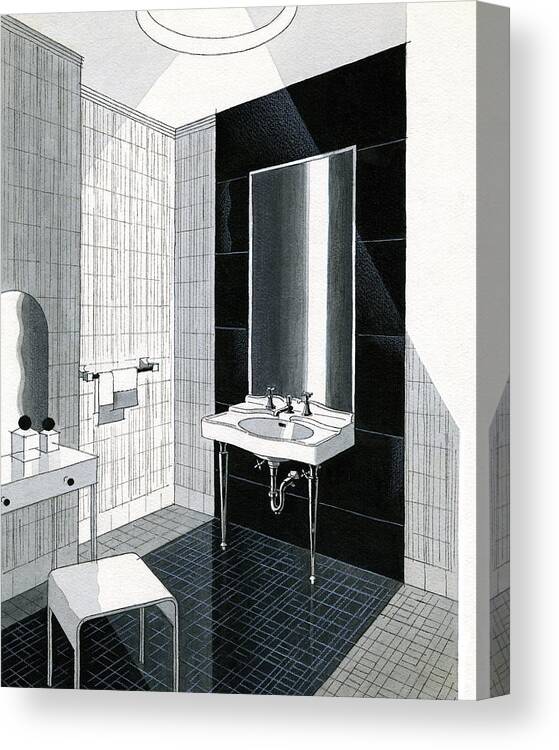 Bathroom Canvas Print featuring the digital art A Bathroom For Kohler By Ely Jaques Kahn by Urban Weis