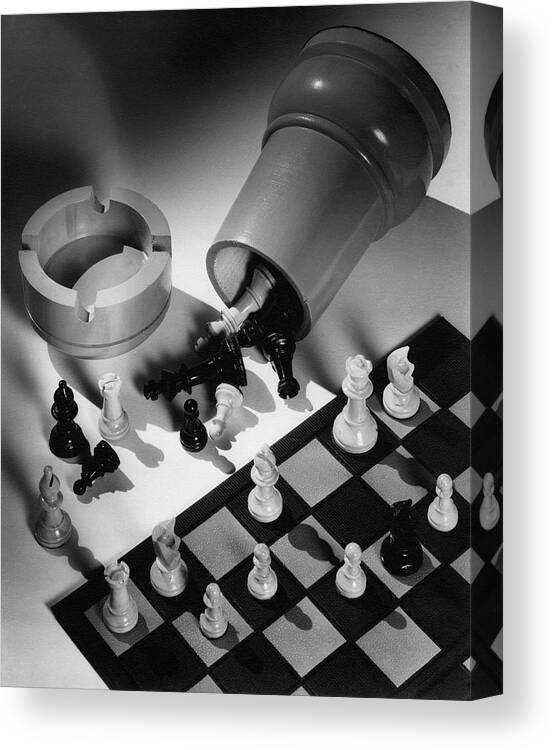 Home Accessories Canvas Print featuring the photograph A Chess Set by Maurice Seymour
