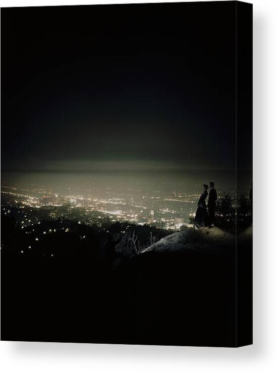 Outdoors Canvas Print featuring the photograph A City At Night by Constantin Joffe