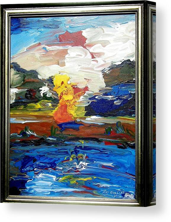 Landscape Canvas Print featuring the painting A fluid landscape by Ray Khalife