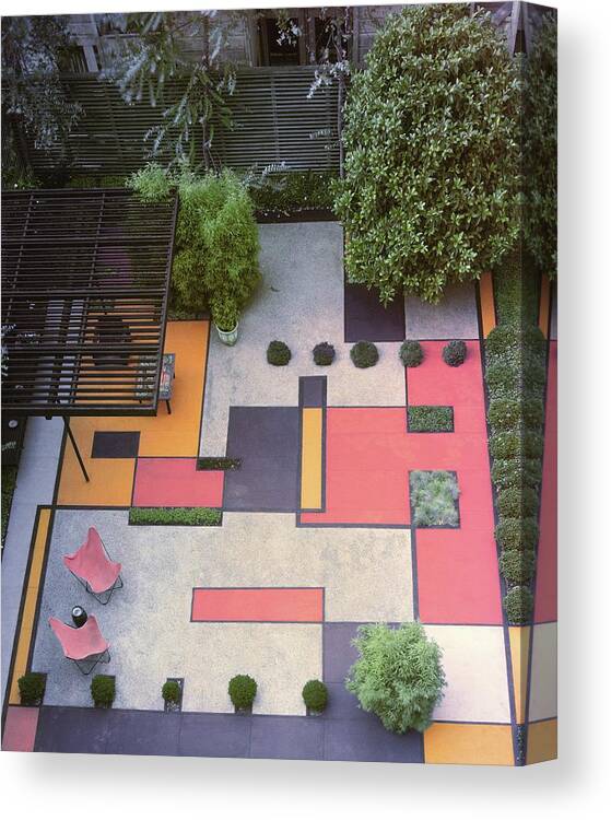 Nobody Canvas Print featuring the photograph A Garden With Colourful Landscaping In Dr by Georges Braun