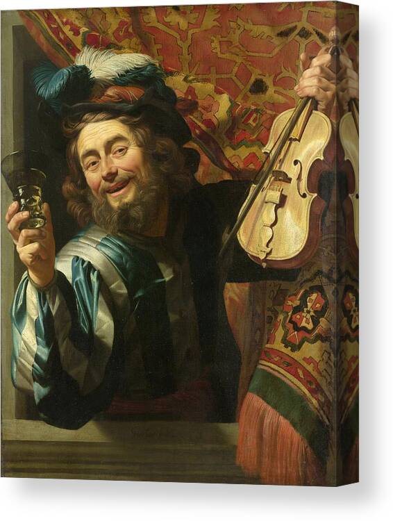 1623 Canvas Print featuring the painting A merry fiddler by Gerard van Honthorst