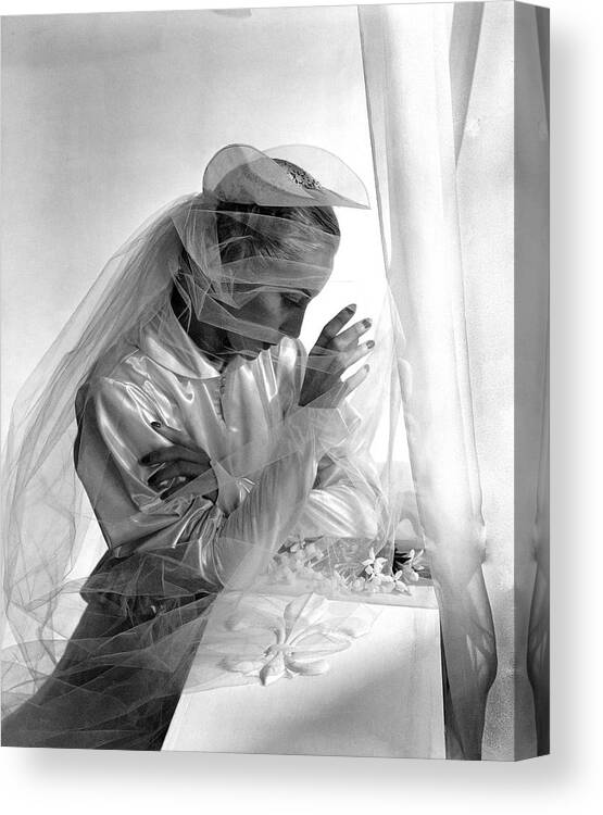 Accessories Canvas Print featuring the photograph A Model Covered In A Veil by Horst P. Horst