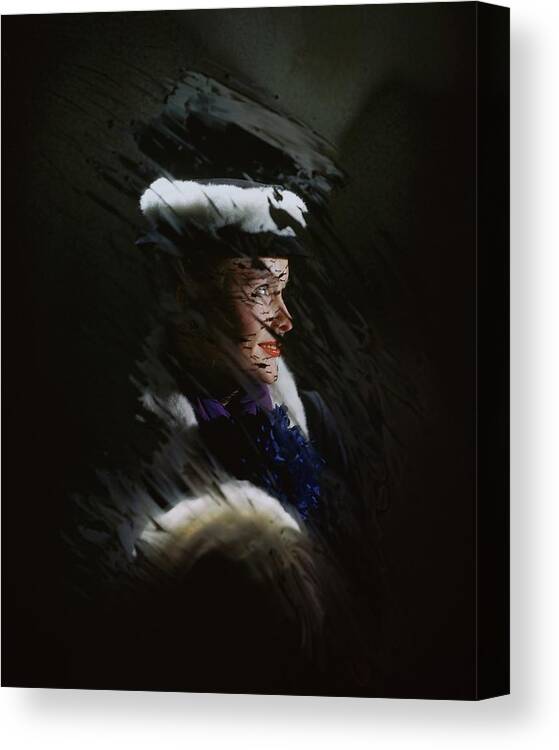 Fashion Canvas Print featuring the photograph A Model Wearing A Coat And Hat by John Rawlings