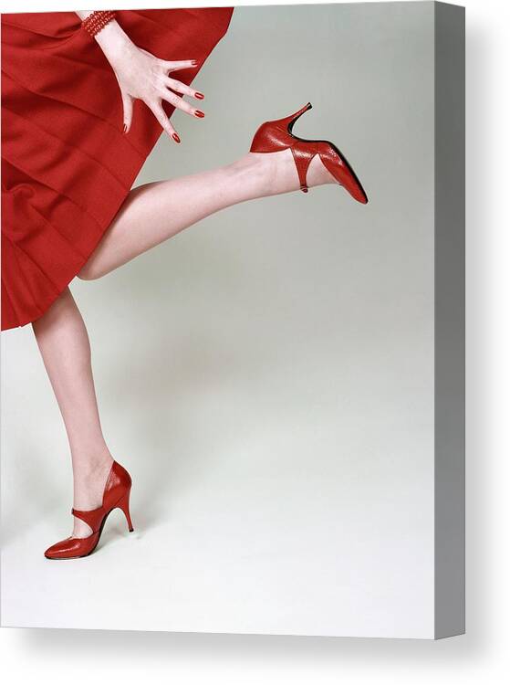 Accessories Canvas Print featuring the photograph A Model Wearing Fleming-joffe Shoes by Richard Rutledge