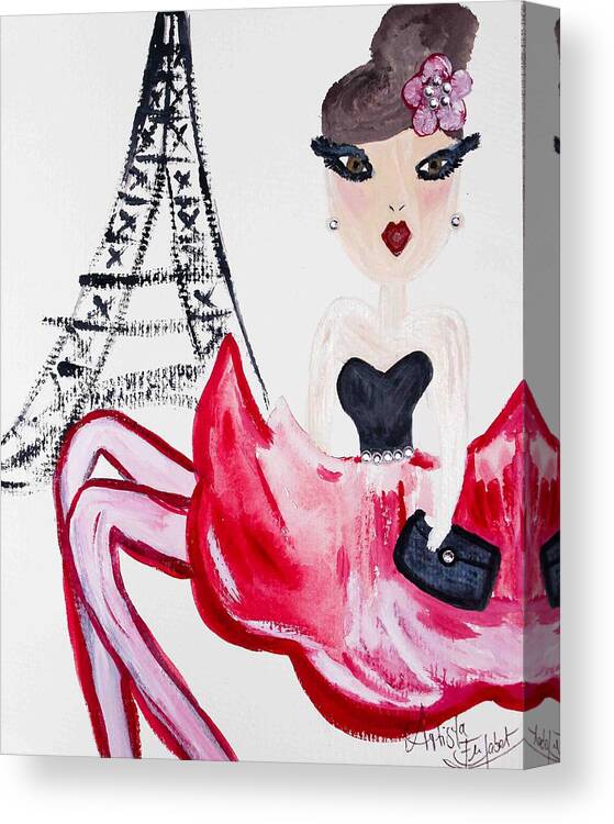 Art Canvas Print featuring the mixed media A night in Paris by Artista Elisabet