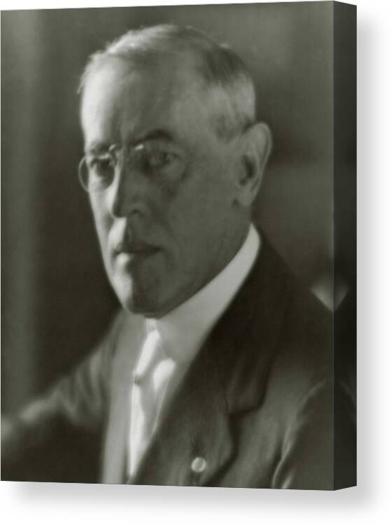 Political Canvas Print featuring the photograph A Portrait Of Woodrow Wilson by Arnold Genthe