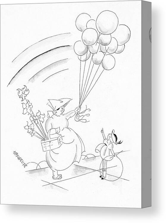 Children Canvas Print featuring the digital art A Young Boy And A Balloon Vendor by John Barbour