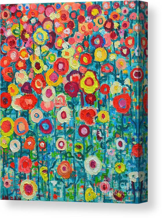Abstract Canvas Print featuring the painting Abstract Garden Of Happiness by Ana Maria Edulescu