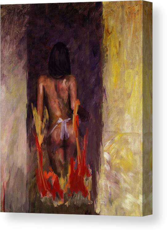 Nude Canvas Print featuring the painting Abstract Nude 2 by Mahnoor Shah