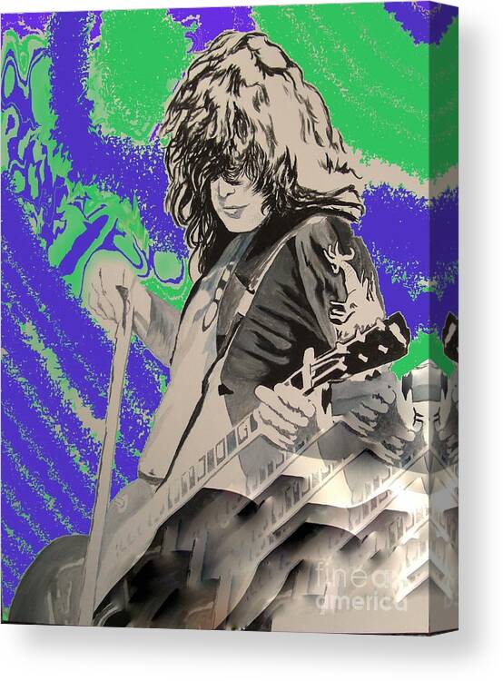 Led Zeppelin Canvas Print featuring the painting Across The Strings by Stuart Engel