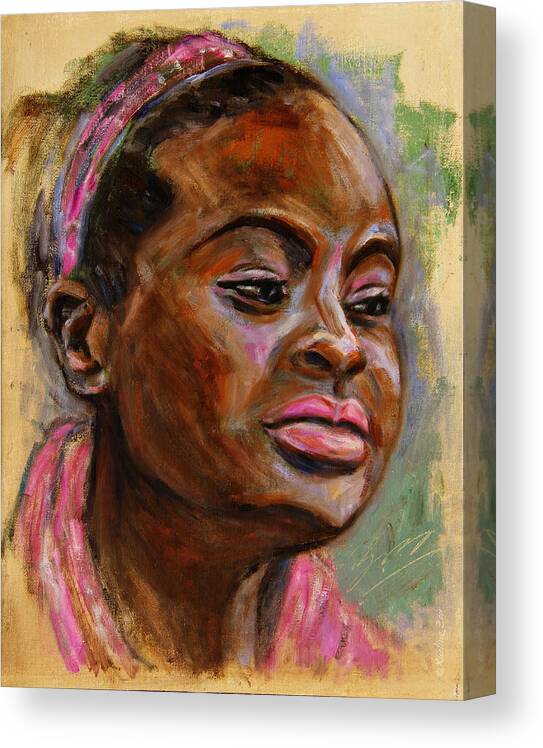 Woman Canvas Print featuring the painting African American 3 by Xueling Zou