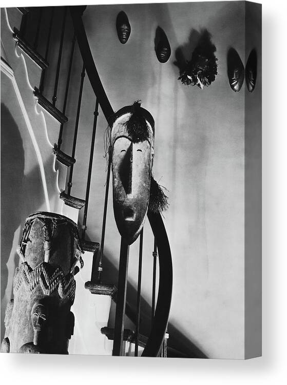 Art Canvas Print featuring the photograph African Masks And Drums In Eugene O'neill's by Anton Bruehl