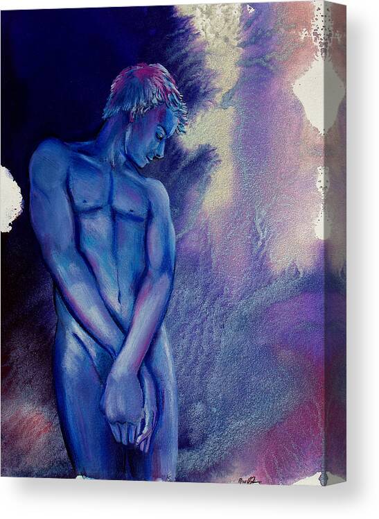 Male Figure Drawing Canvas Print featuring the painting After Midnight by Rene Capone