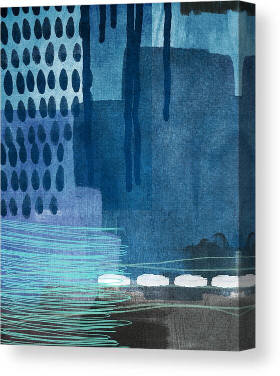 Blue Canvas Print featuring the painting After Rain- Contemporary Abstract Painting by Linda Woods