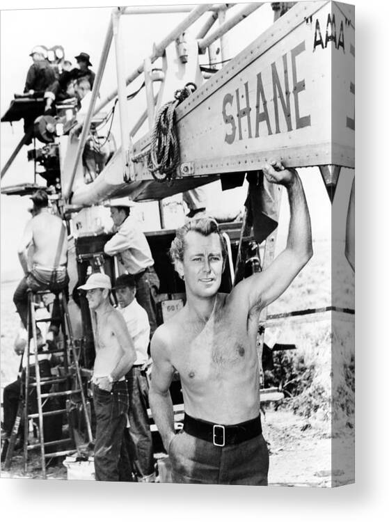 Shane Canvas Print featuring the photograph Alan Ladd in Shane by Silver Screen