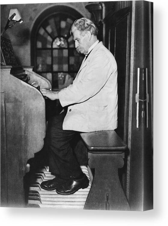 1 Person Canvas Print featuring the photograph Albert Schweitzer Recital by Underwood Archives