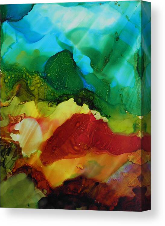 Abstract Landscape Canvas Print featuring the painting Alcohol Ink Landscape # 157 by Sandra Fox