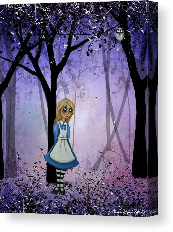 Alice In Wonderland Canvas Print featuring the digital art Alice in an Enchanted Forest by Charlene Murray Zatloukal