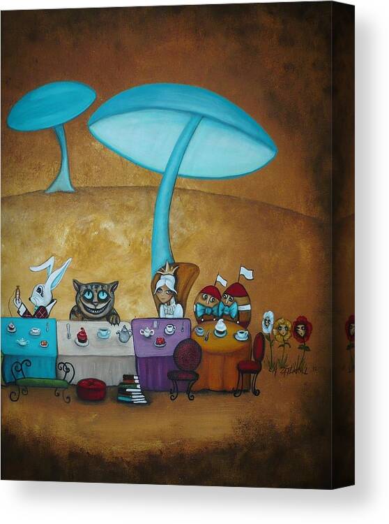 Alice In Wonderland Art Canvas Print featuring the painting Alice in Wonderland Art - Mad Hatter's Tea Party II by Charlene Murray Zatloukal