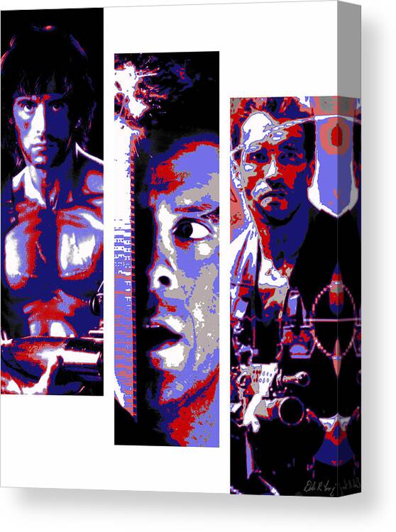 Rambo Canvas Print featuring the digital art All-American 80's Action Movies by Dale Loos Jr
