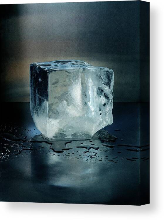 Still Life Canvas Print featuring the photograph An Ice Cube by Romulo Yanes