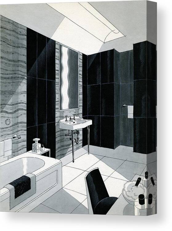 Bathroom Canvas Print featuring the digital art An Illustration Of A Bathroom by Urban Weis